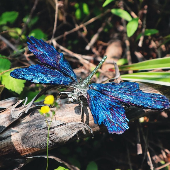 🆕New Aura Blue Tourmaline Dragonfly Figurine- Silver - Picture 5 of 12